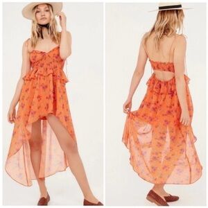For Love & Lemons Peony High Low Floral Midi Dress NWT